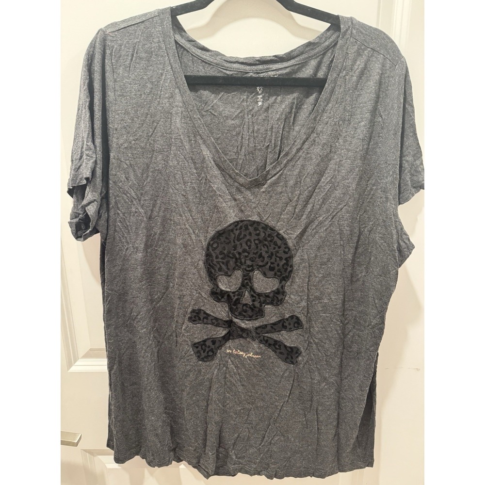 Betsy Johnson Women's Skull Graphic Black T Shirt Size 3X